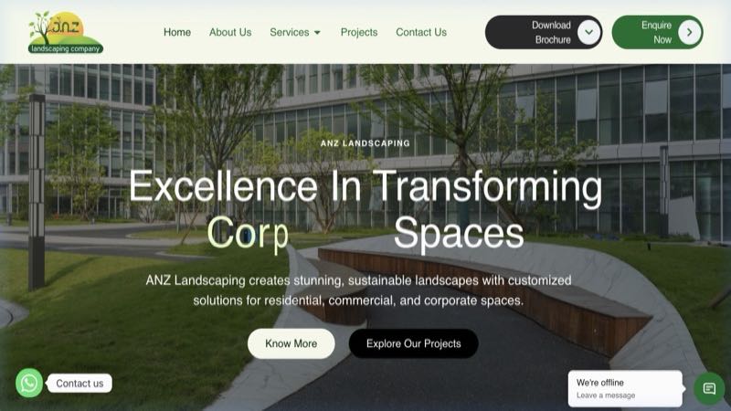 ANZ Landscaping website screenshot
