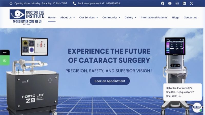 Doctor Eye Institute website screenshot