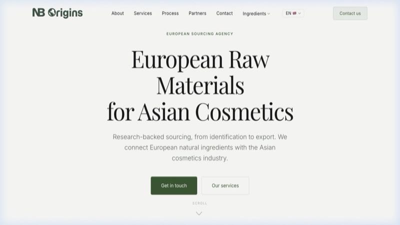 NB Origins EU website screenshot