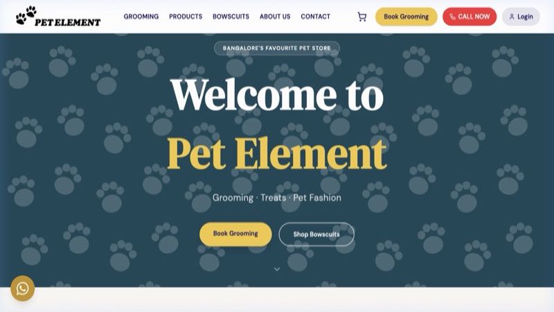 Pet Element website screenshot