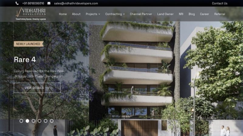 Vidhathri Developers website screenshot